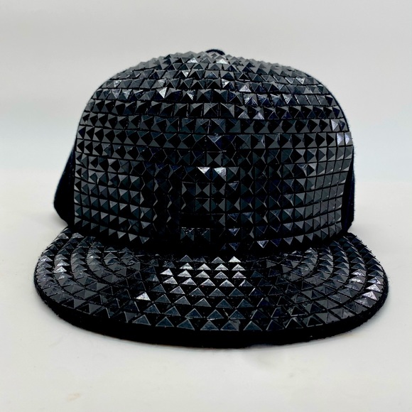 None Accessories - Black Studded SnapBack Hat